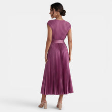 Women's Pleated V-Neck Midi Dress