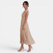 Women's Pleated V-Neck Midi Dress