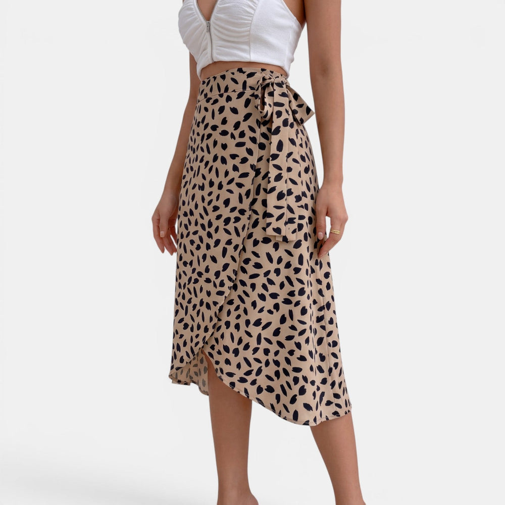 Women's Printed Wrap Skirt with Tie