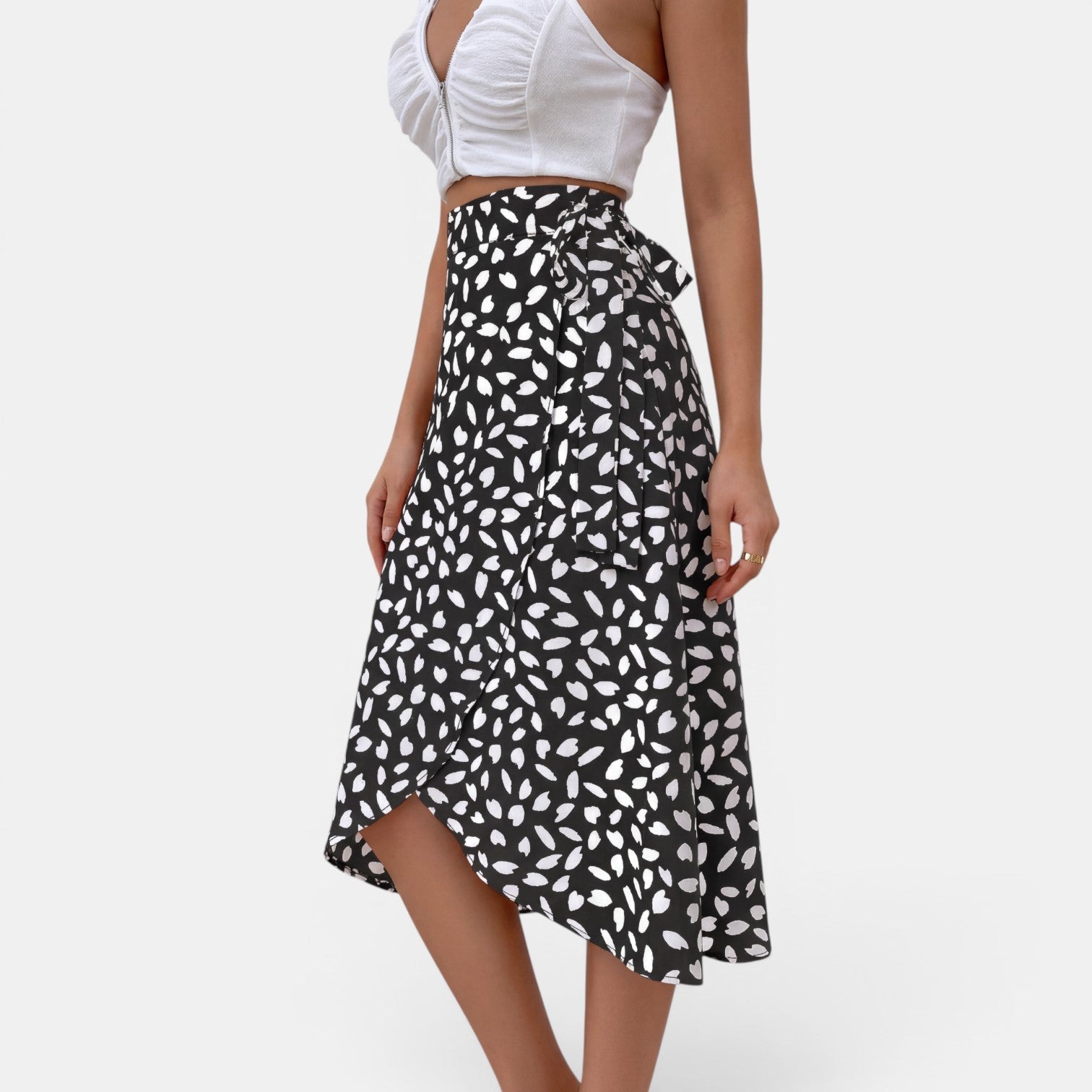 Women's Printed Wrap Skirt with Tie