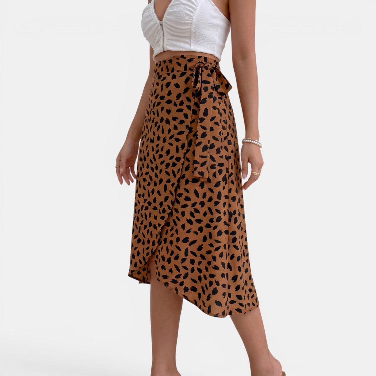 Women's Printed Wrap Skirt with Tie