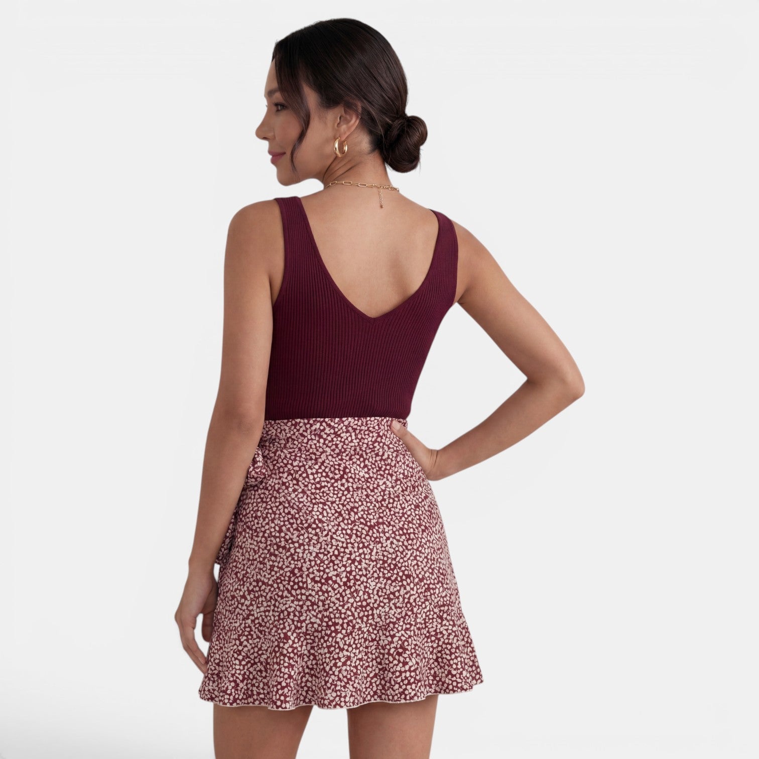 Women's High-Waisted Mini Skirt with Slit