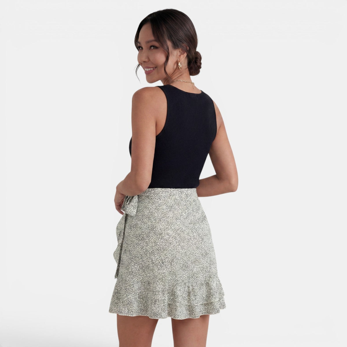 Women's High-Waisted Mini Skirt with Slit