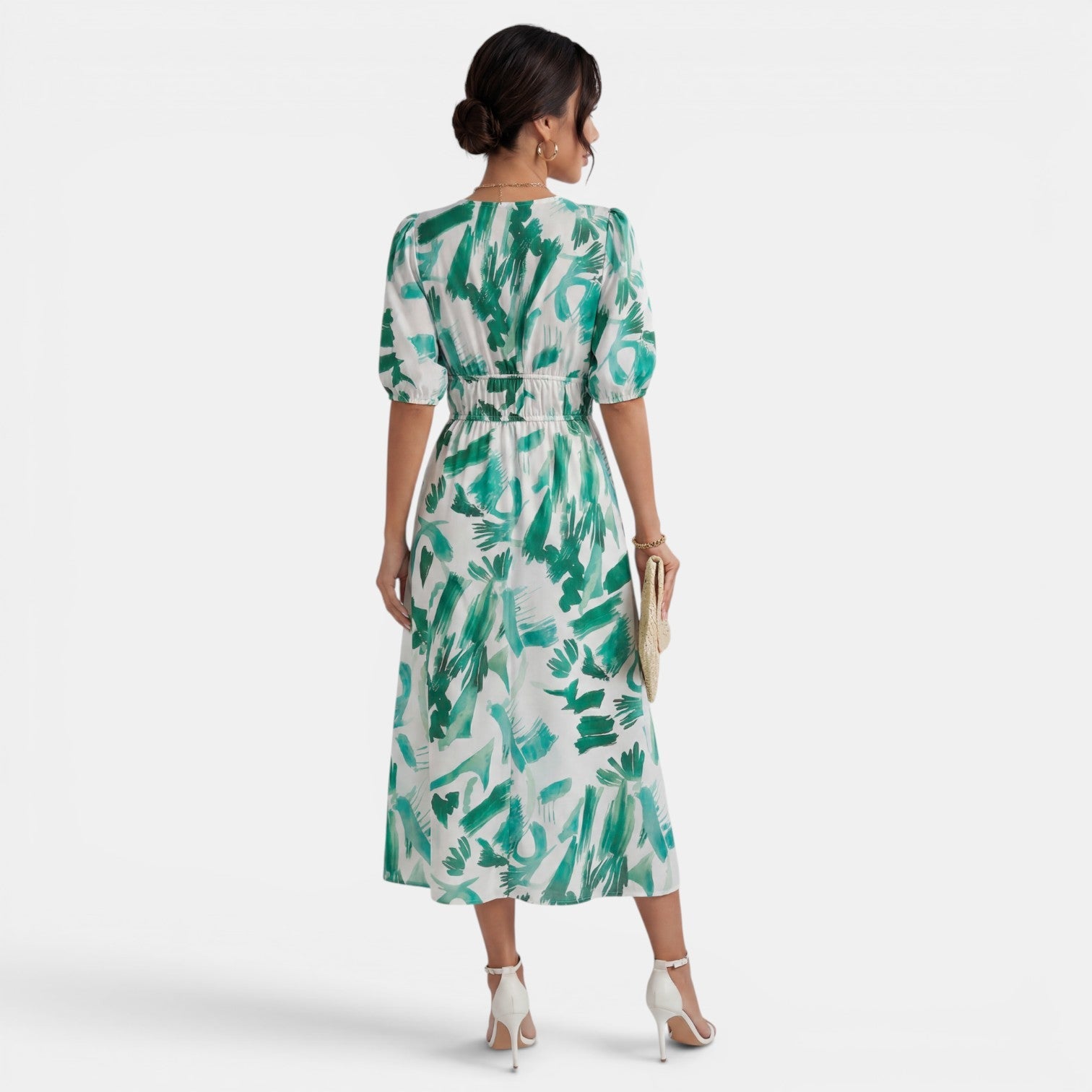 Women's V-Neck Floral Midi Dress