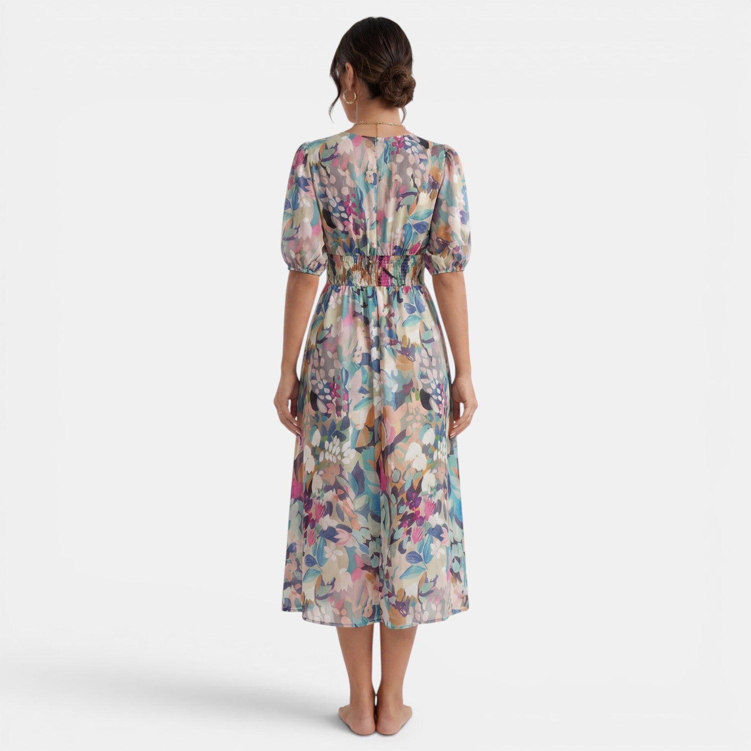 Women's V-Neck Floral Midi Dress