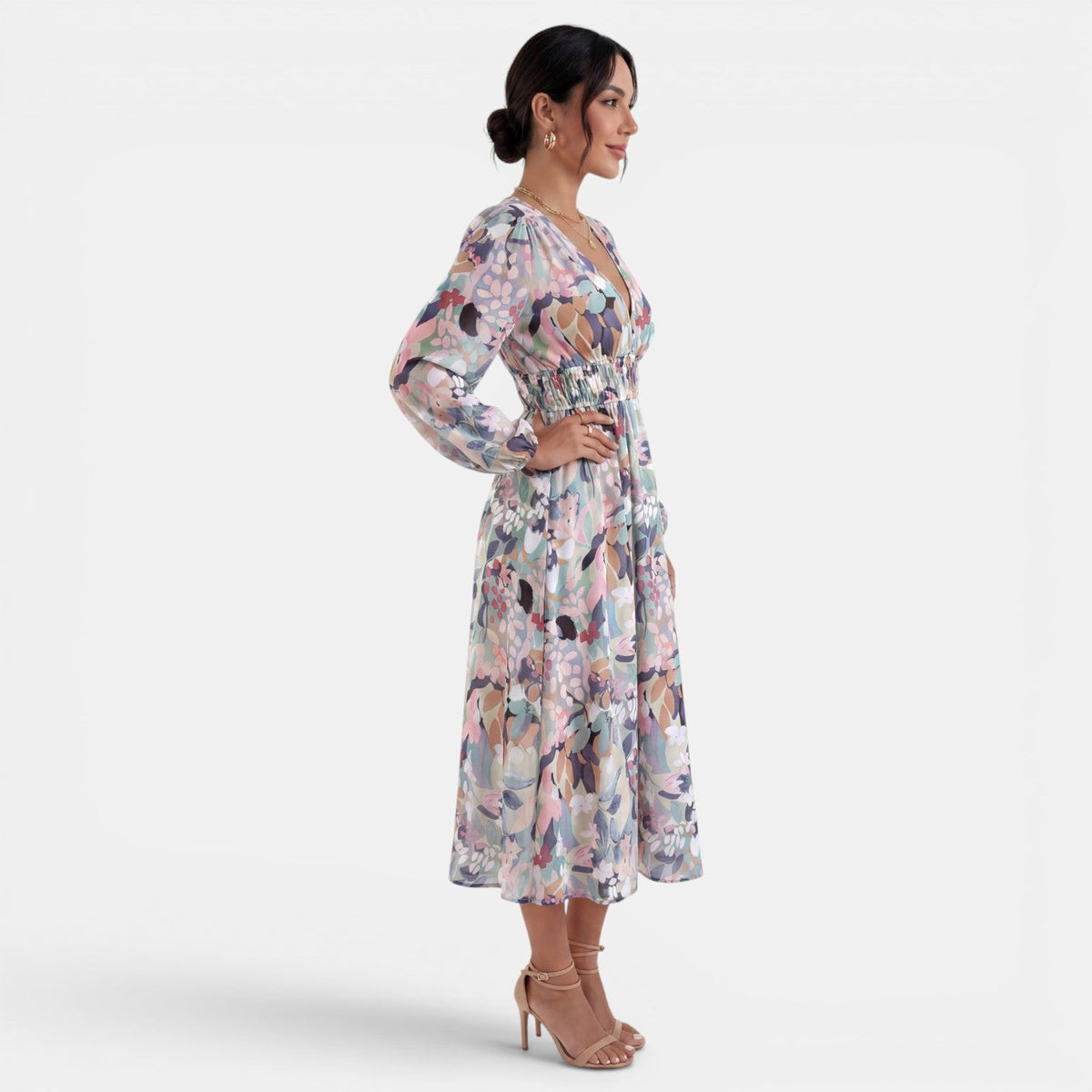 Women's Printed Boho Midi Dress