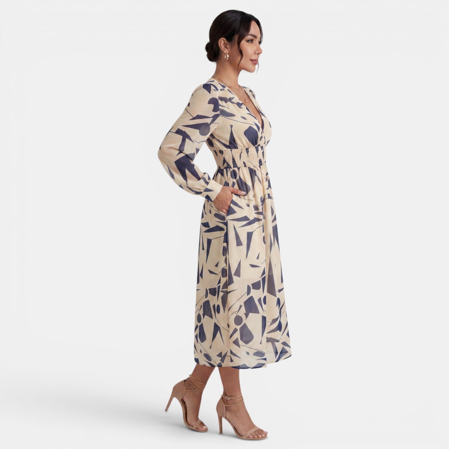 Women's Printed Boho Midi Dress