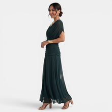 Women's V-Neck Printed Chiffon Maxi Dress