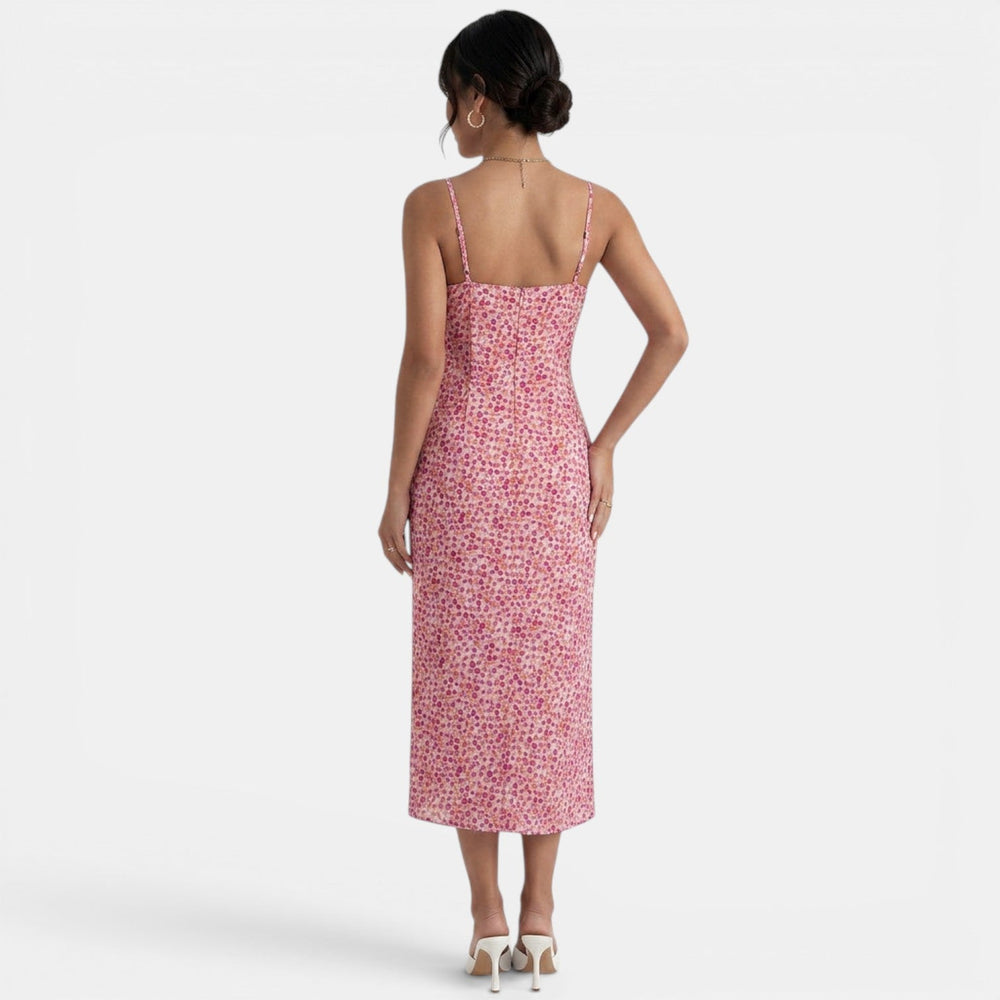 Pink Floral Midi Dress