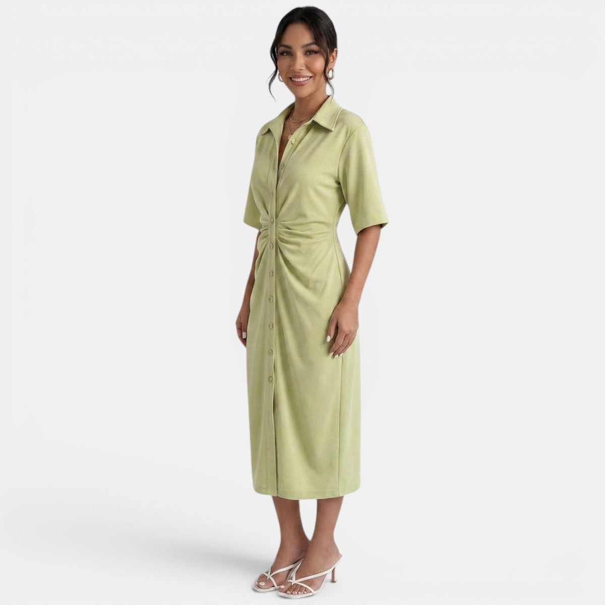 Elegant Shirt Midi Dress
