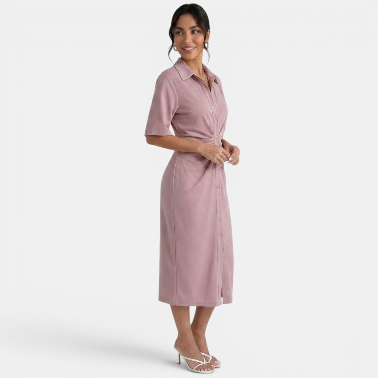 Elegant Shirt Midi Dress
