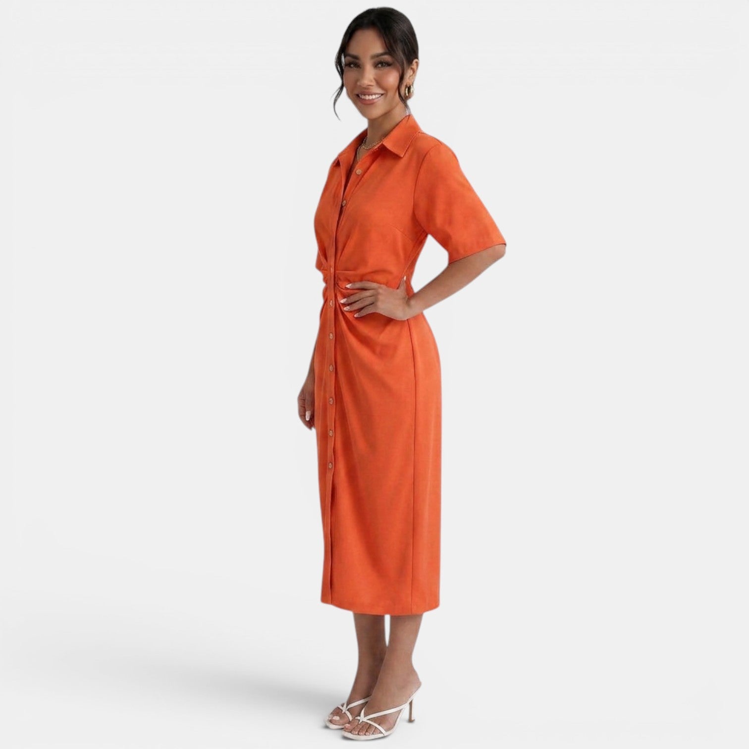 Elegant Shirt Midi Dress