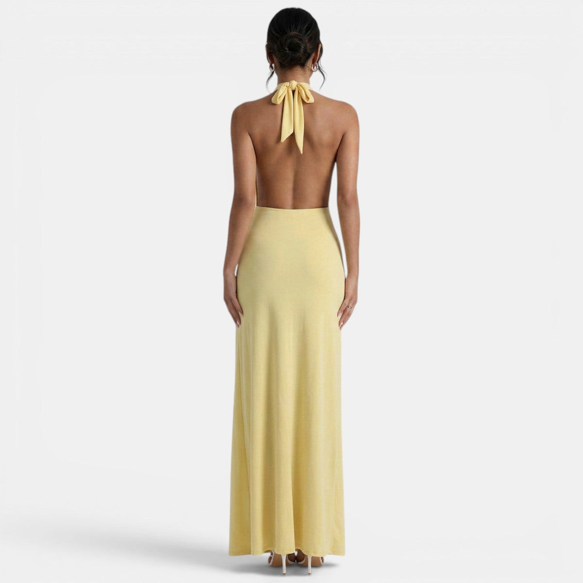 Women's Yellow Halter Guest Dress