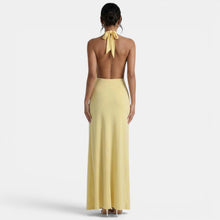 Women's Yellow Halter Guest Dress