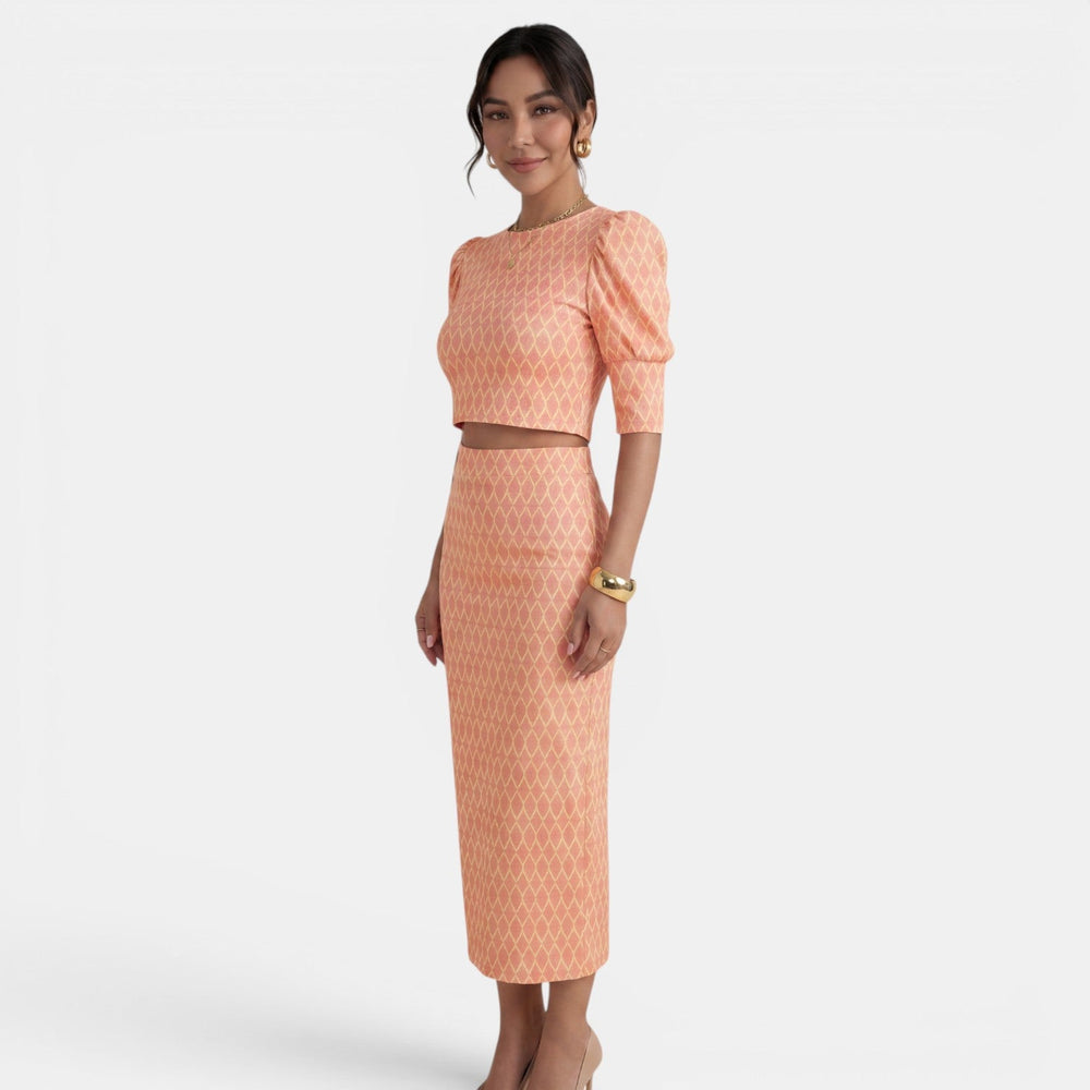 Women's 2-Piece Set Crop Top and Slit Skirt