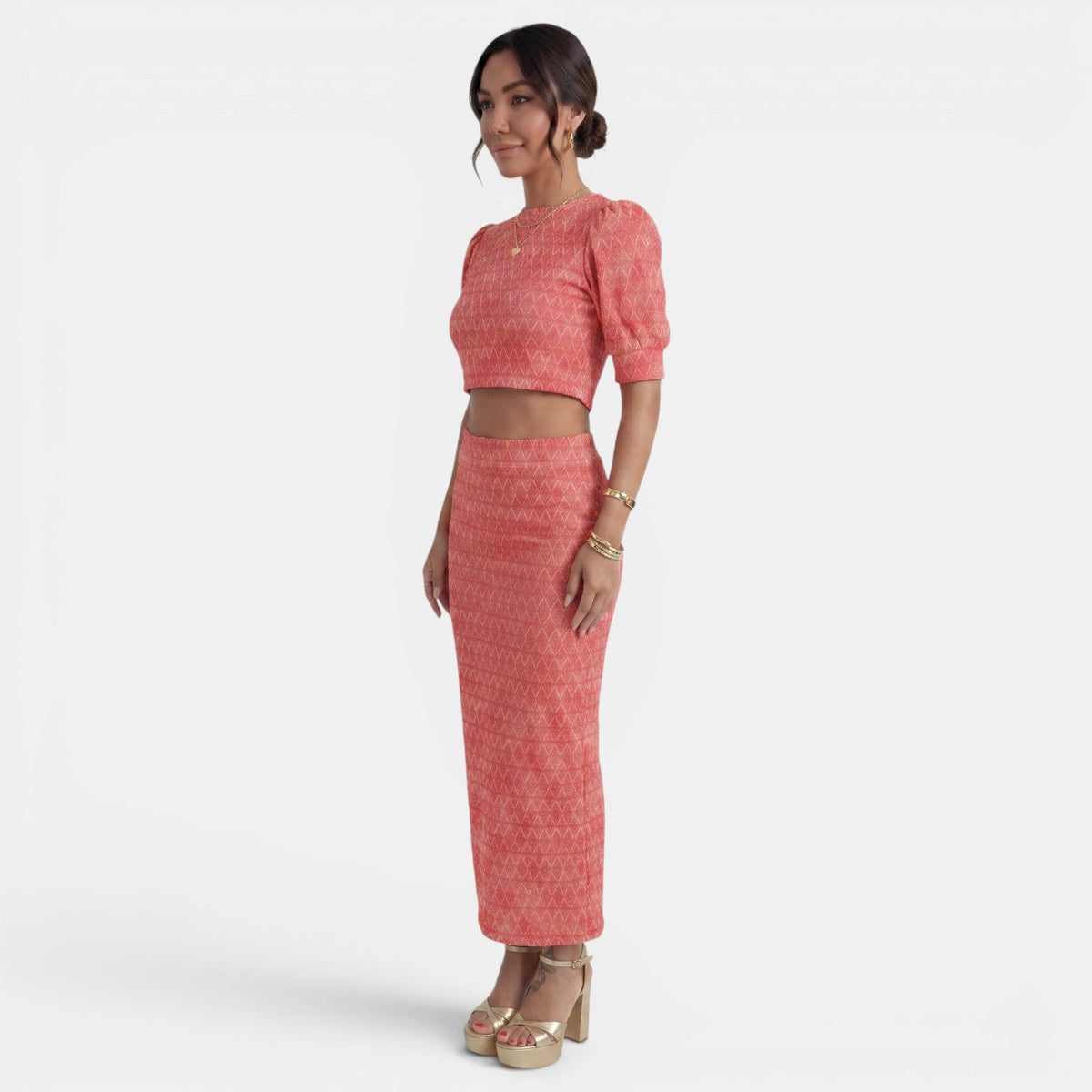 Women's 2-Piece Set Crop Top and Slit Skirt