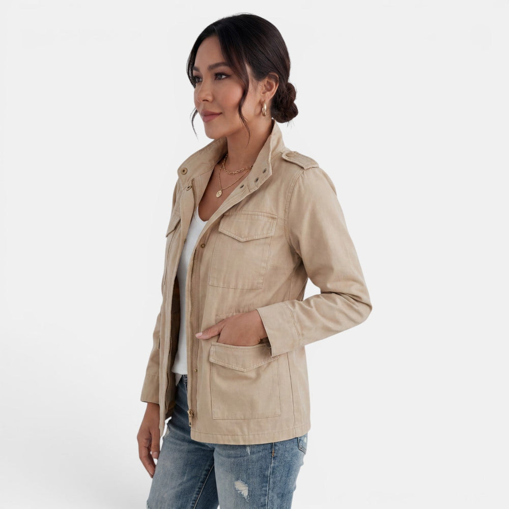 Women's Casual Mid-Season Jacket with Zipper