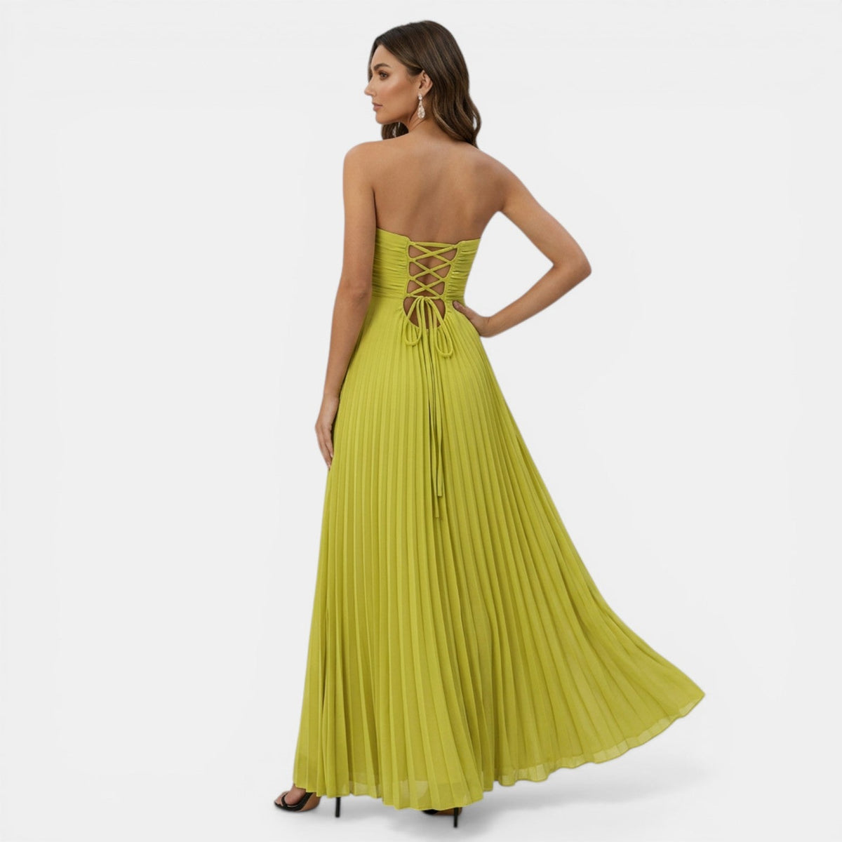 Women's Sleeveless Pleated Strapless Dress