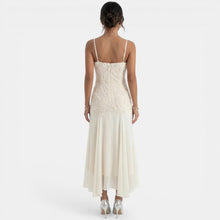 Women's Embroidered Beige Midi Dress