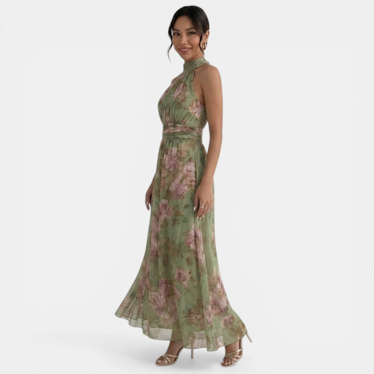 Women's Green Floral Maxi Dress