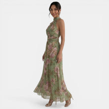 Women's Green Floral Maxi Dress