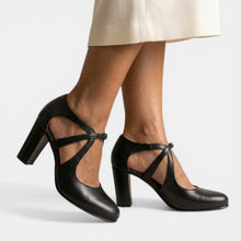 Women's Leather T-Strap Heel Sandals