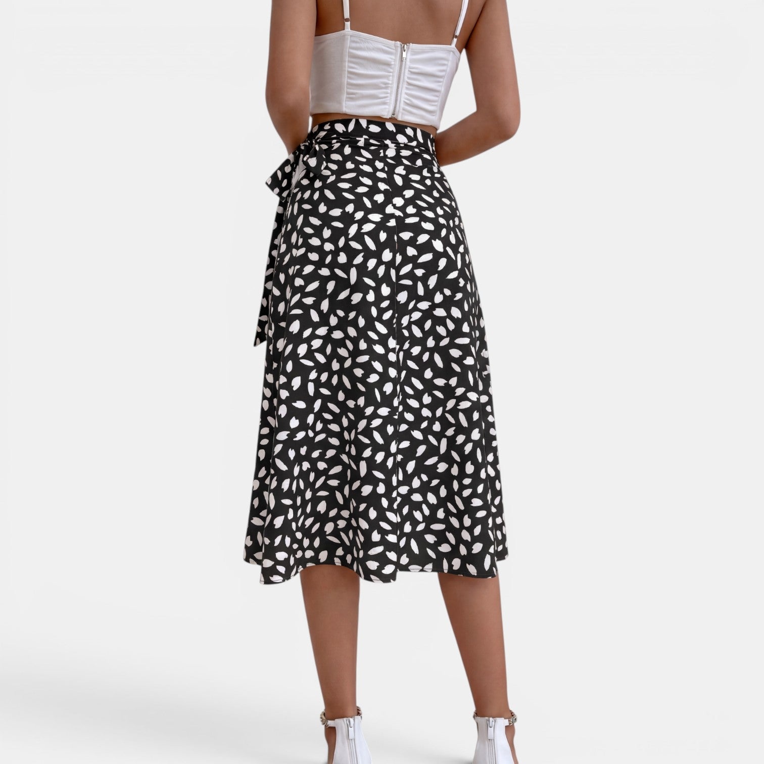 Women's Printed Wrap Skirt with Tie