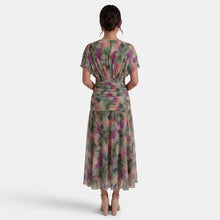 Women's V-Neck Printed Chiffon Maxi Dress