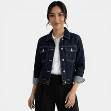 Women's Cropped Blue Denim Jacket