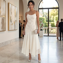 Women's Embroidered Beige Midi Dress