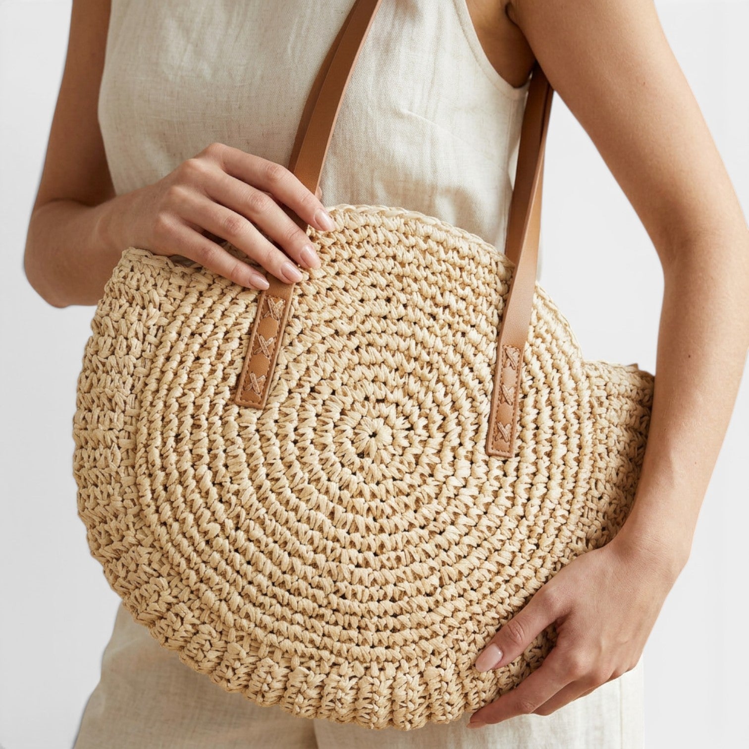 Women's Round Raffia Bag