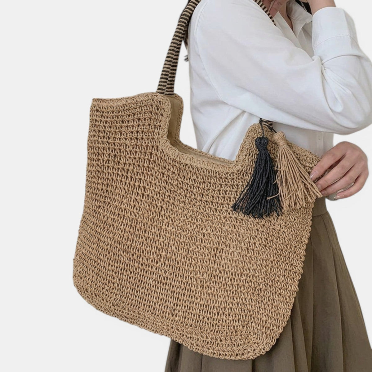 Women's Brown Jute Shopper Bag