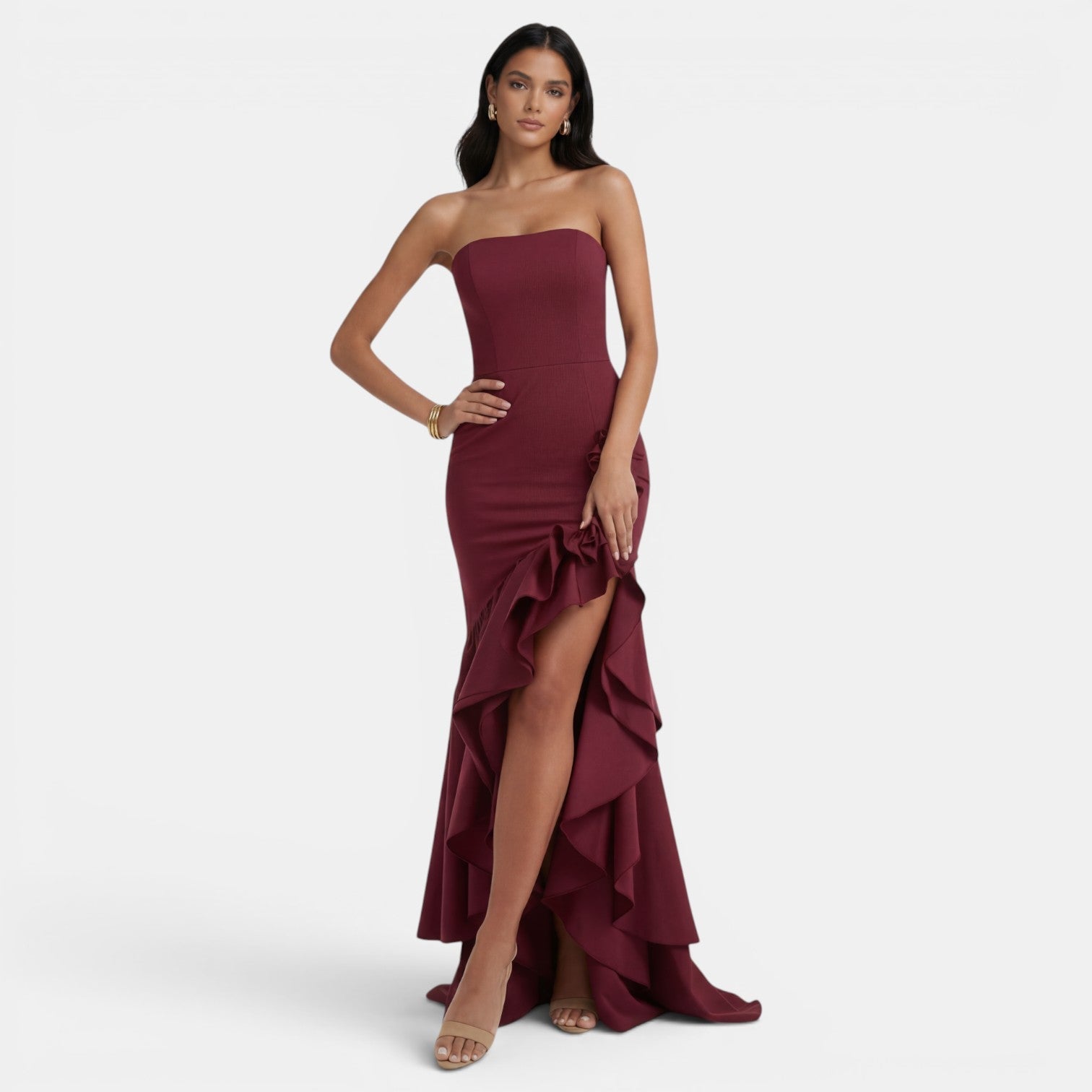 Women's Elegant Asymmetrical Strapless Dress