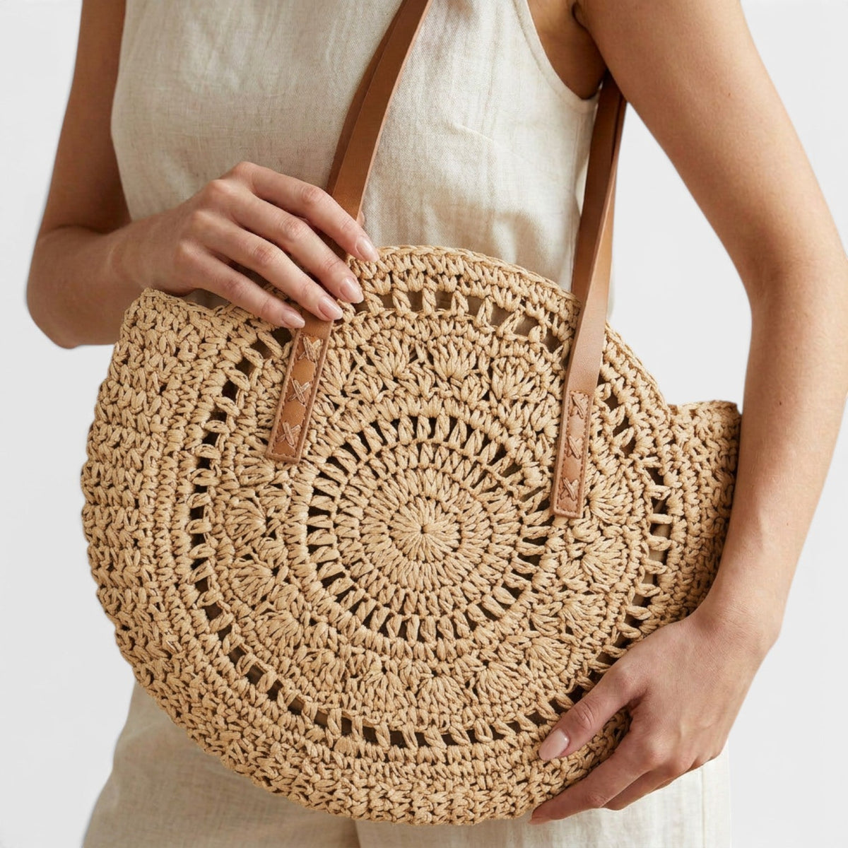 Women's Round Raffia Bag