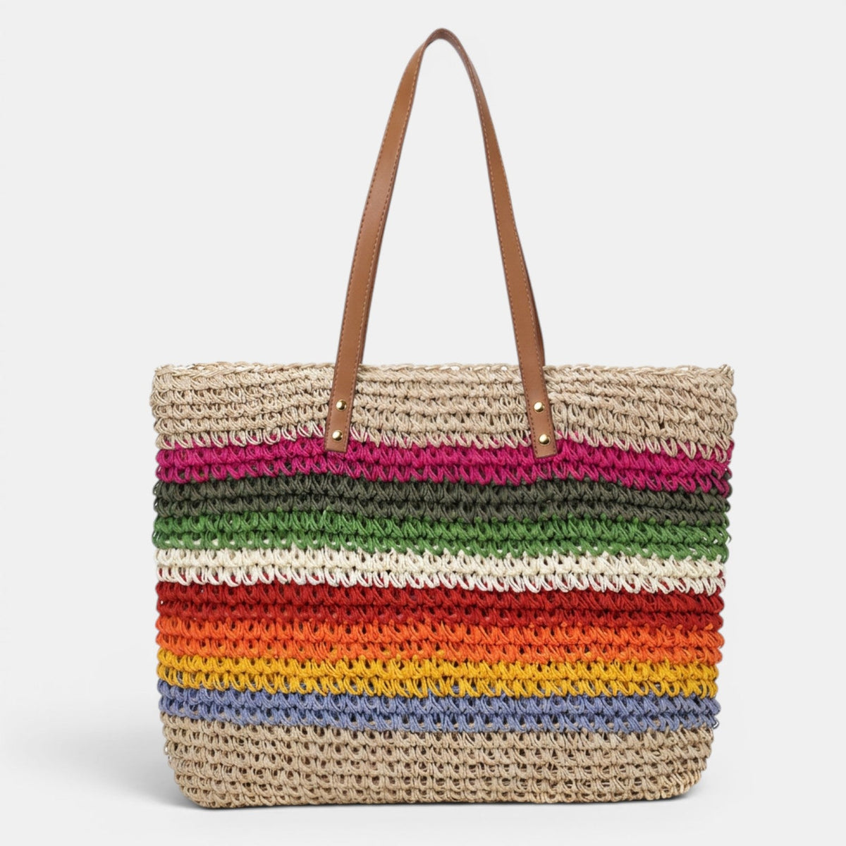 Women's Multicolor Woven Raffia Bag