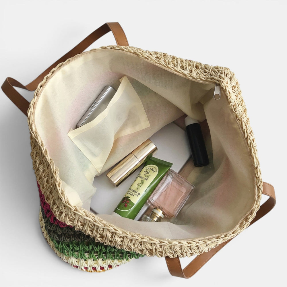 Women's Multicolor Woven Raffia Bag