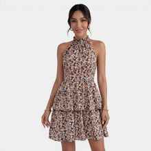 Boho Floral Halter Mini Dress