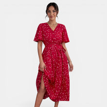 Women's V-Neck Polka Dot Midi Dress