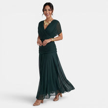 Women's V-Neck Printed Chiffon Maxi Dress