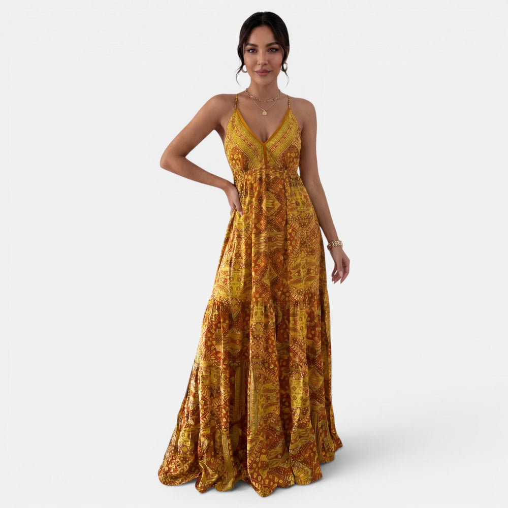 Women's Summer Boho Maxi Dress with Straps