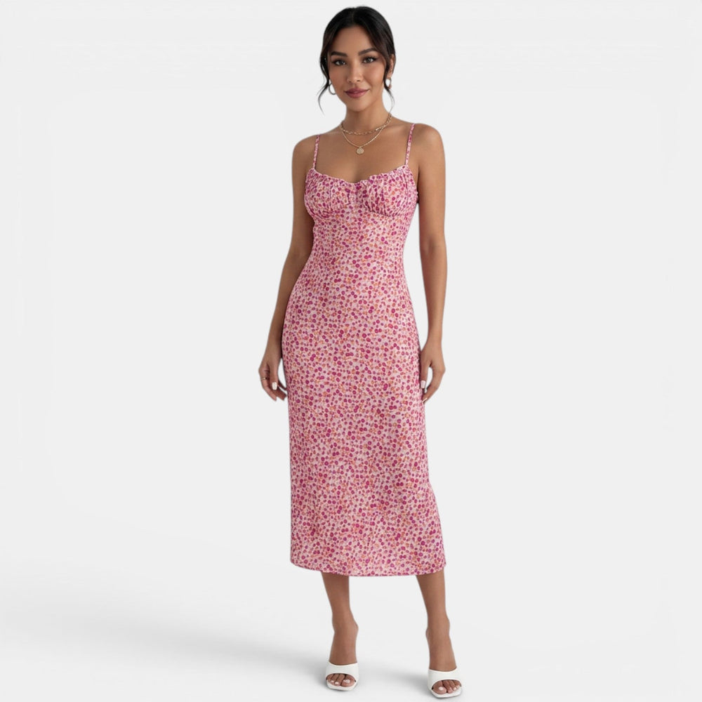 Pink Floral Midi Dress