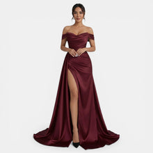 Off-Shoulder Party Dress with High Slit