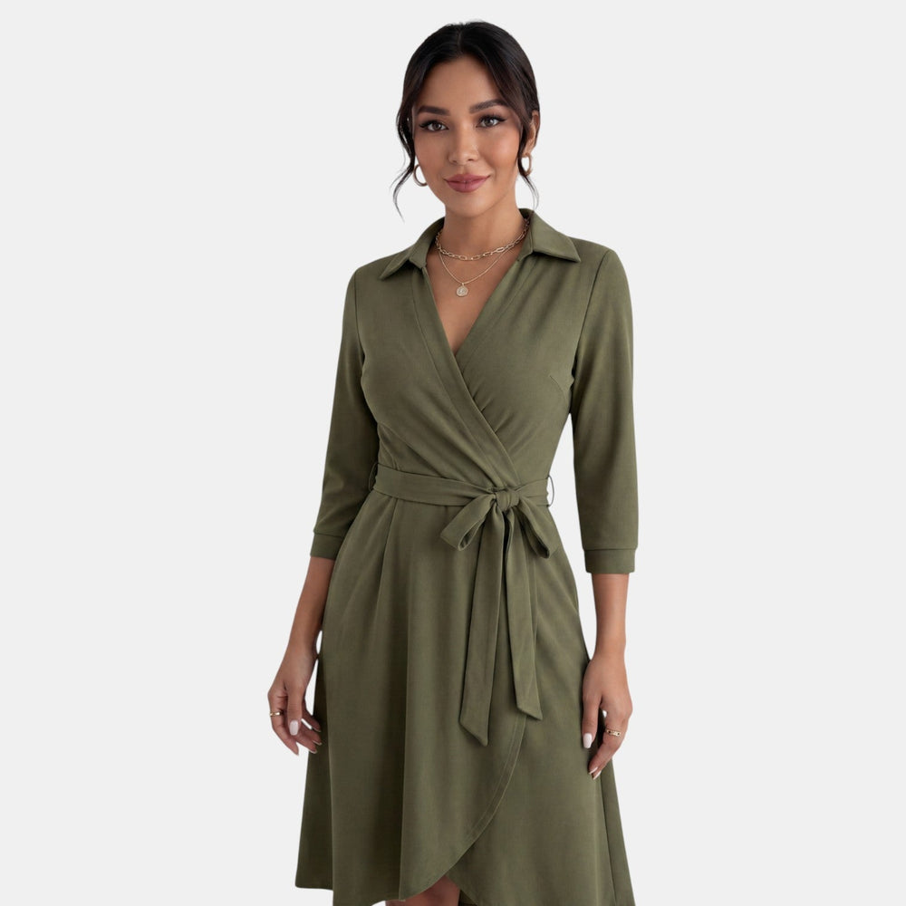 Women's Deep V-Neck Midi Dress