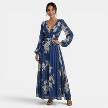 Women's Floral V-Neck Maxi Dress