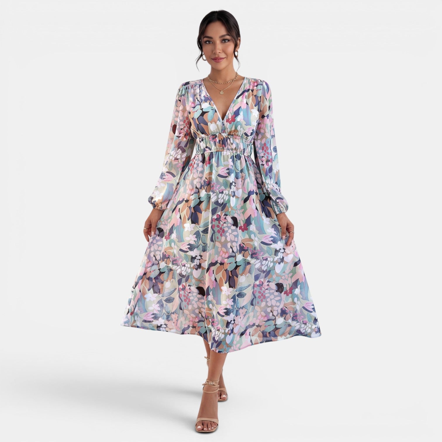 Women's Printed Boho Midi Dress