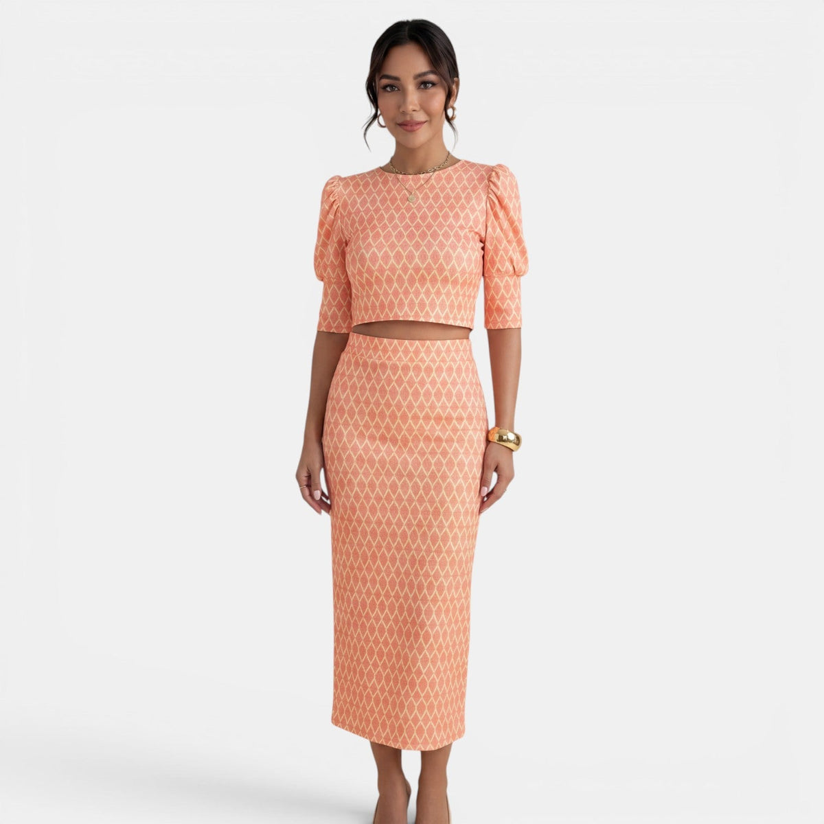 Women's 2-Piece Set Crop Top and Slit Skirt