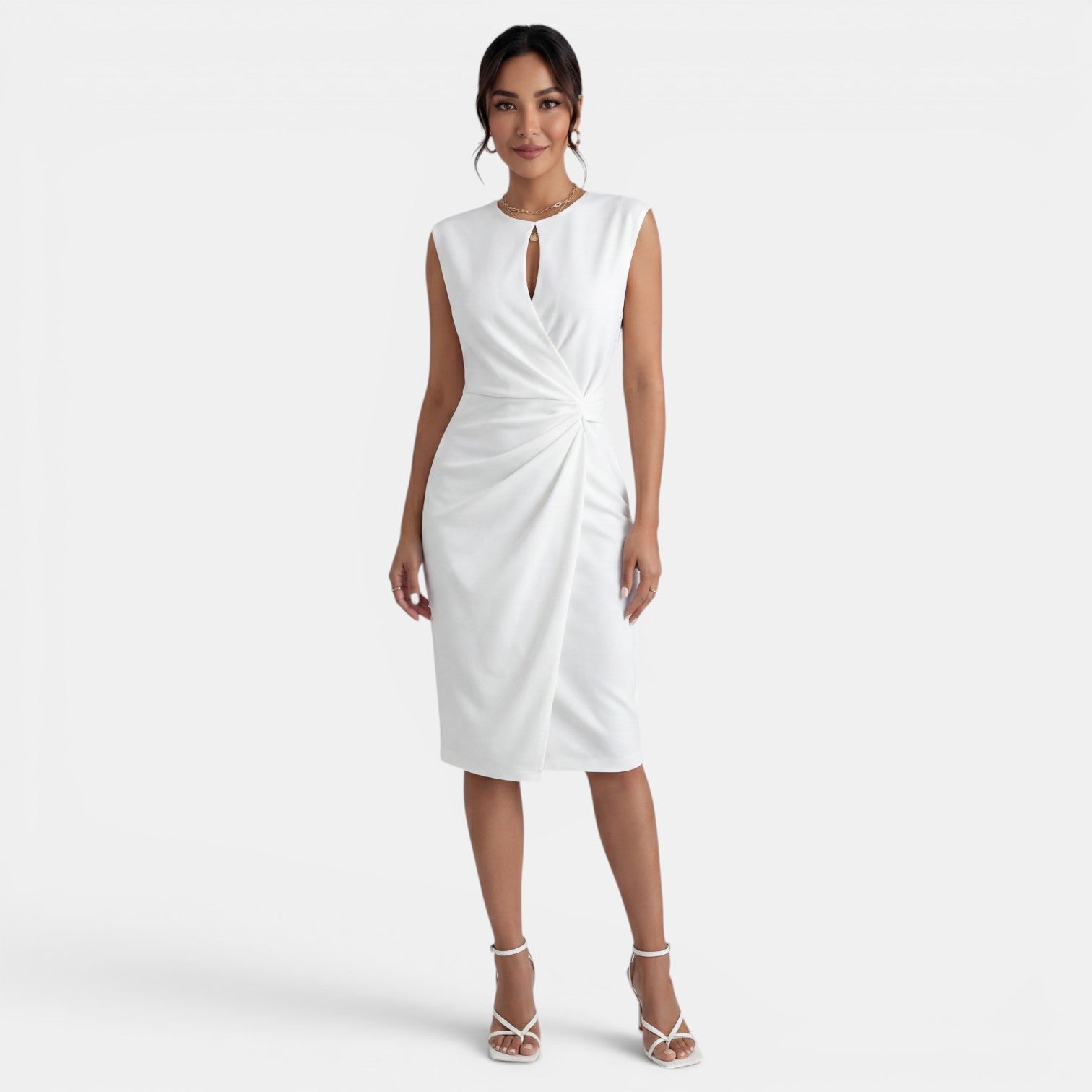Women's Elegant Draped Midi Dress