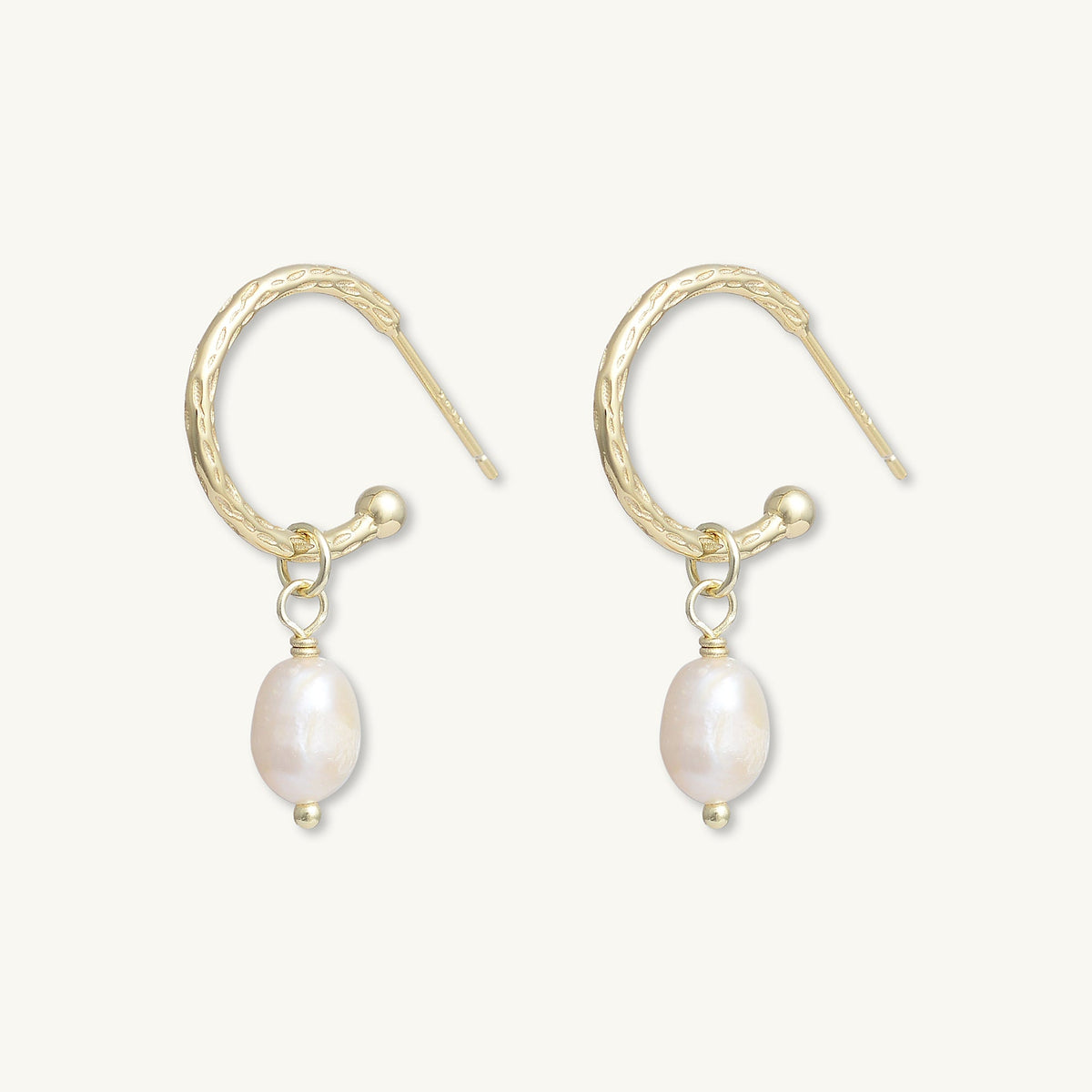 Freshwater Pearl Dangle Molten Huggie Earrings