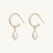 Freshwater Pearl Dangle Molten Huggie Earrings