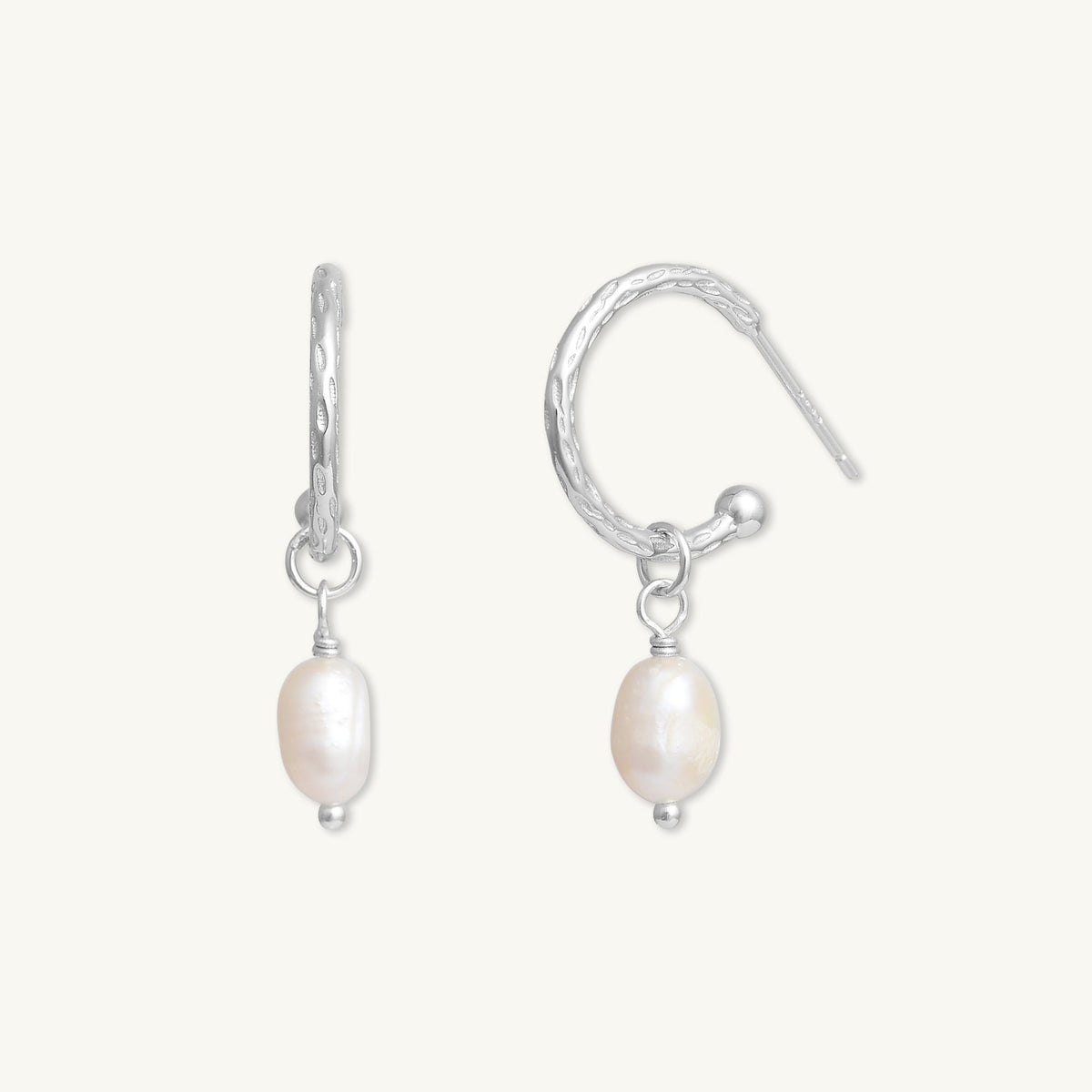 Freshwater Pearl Dangle Molten Huggie Earrings